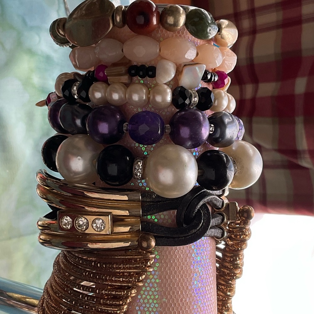 Assorted Fashion Bracelets SOME ARE BRASS, GOLD TONE, AND SILVER TONE,36 TOTAL